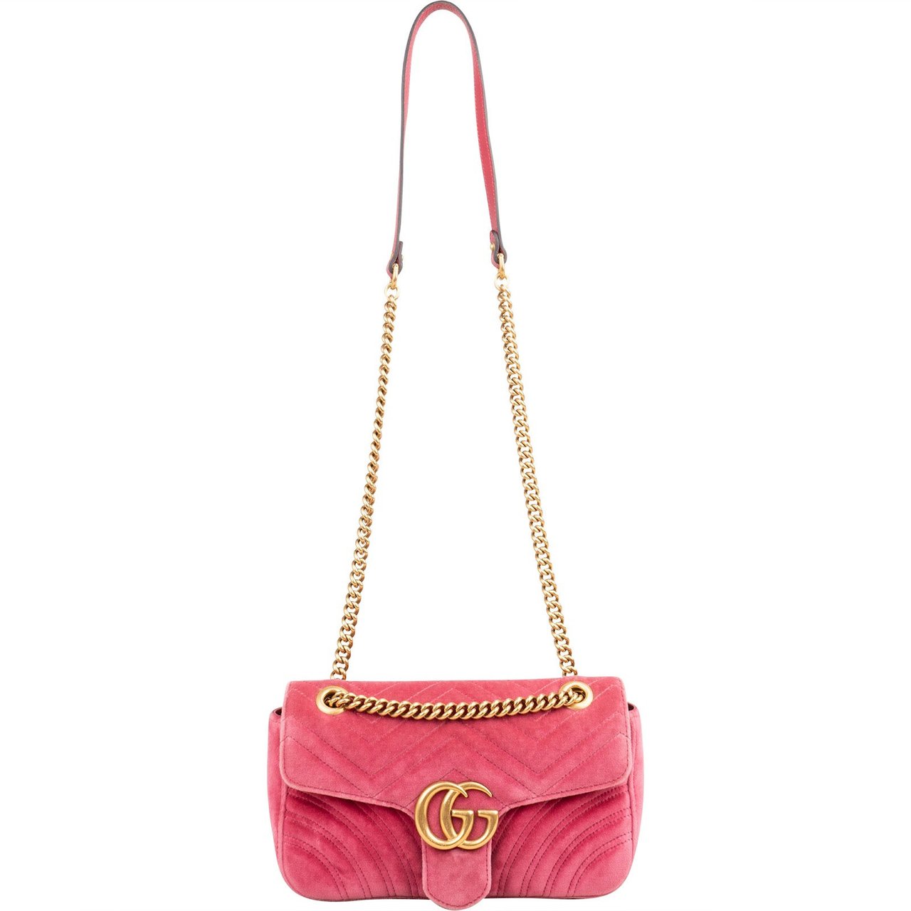 Gucci Monogram Velvet GG Marmont Crossbody Bag Roze