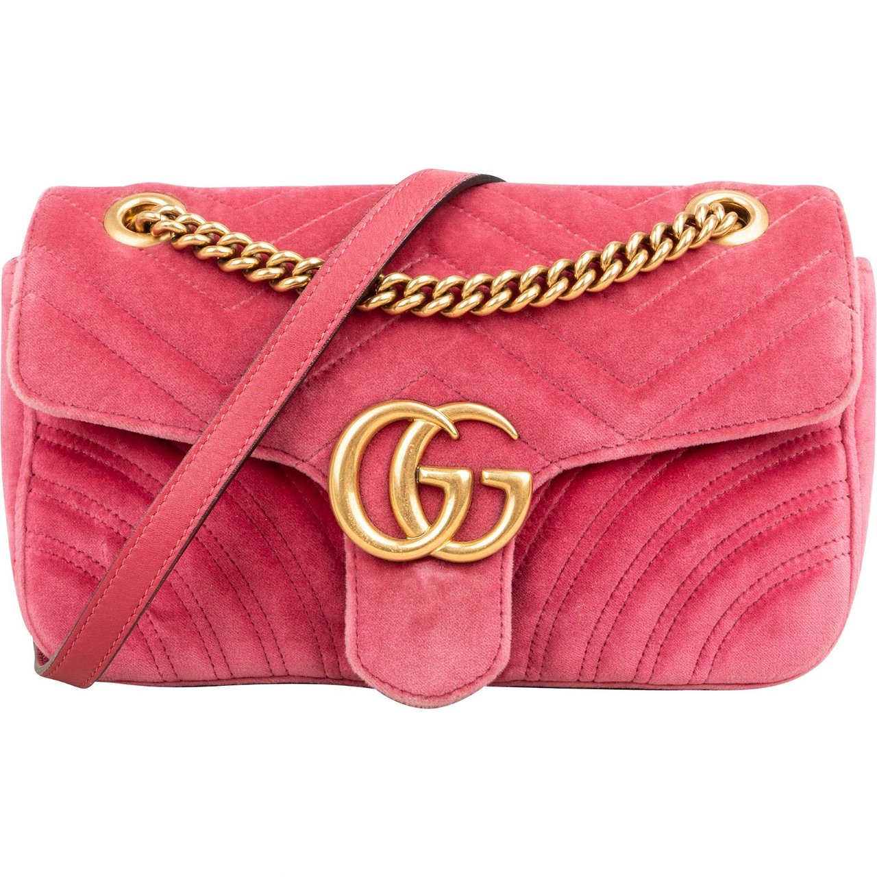 Gucci Monogram Velvet GG Marmont Crossbody Bag Roze
