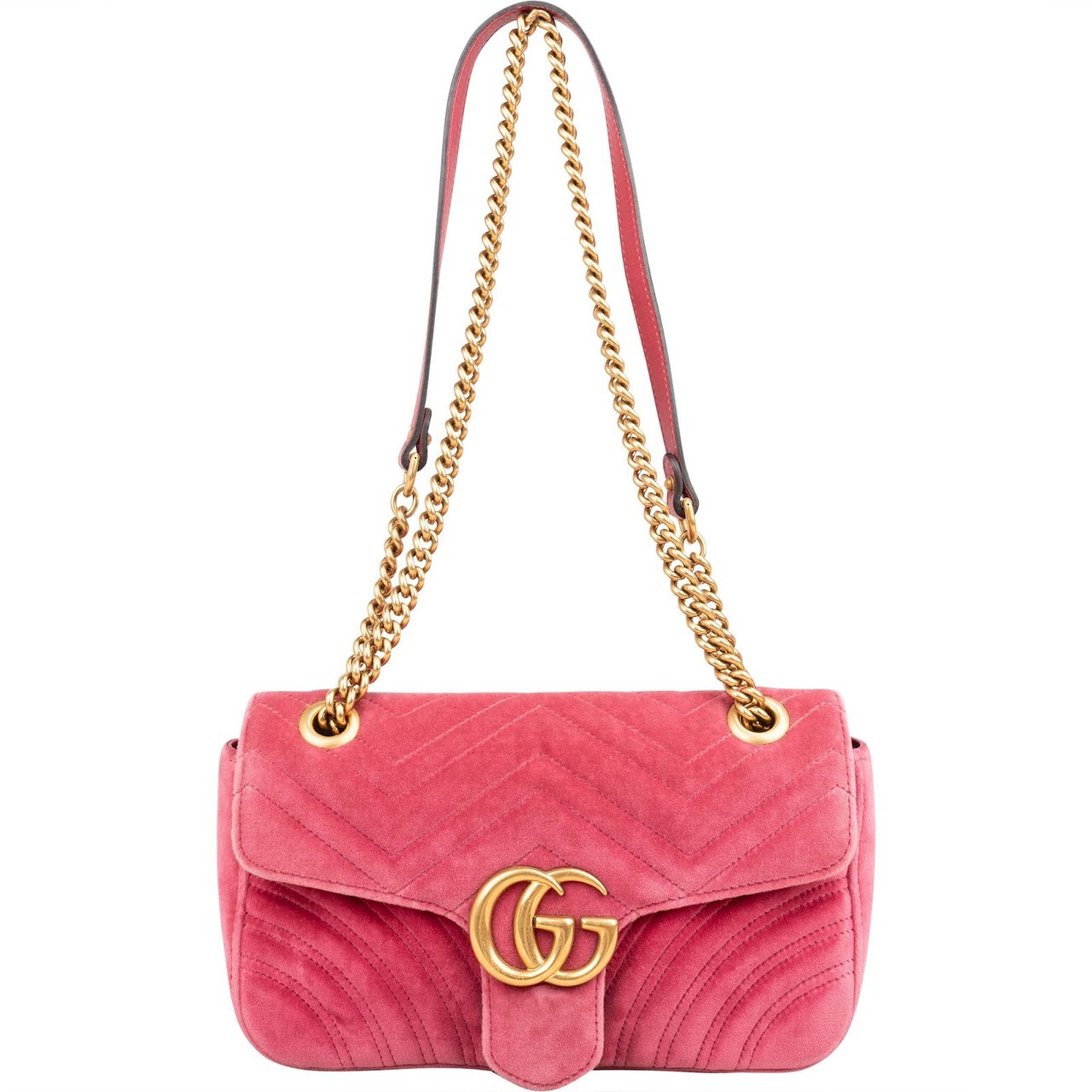 Gucci Monogram Velvet GG Marmont Crossbody Bag Roze