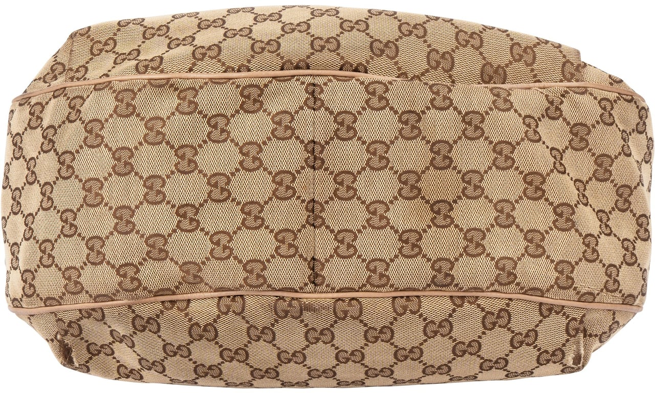 Gucci GG Monogram Horsebit Hobo Shoulder Bag Bruin
