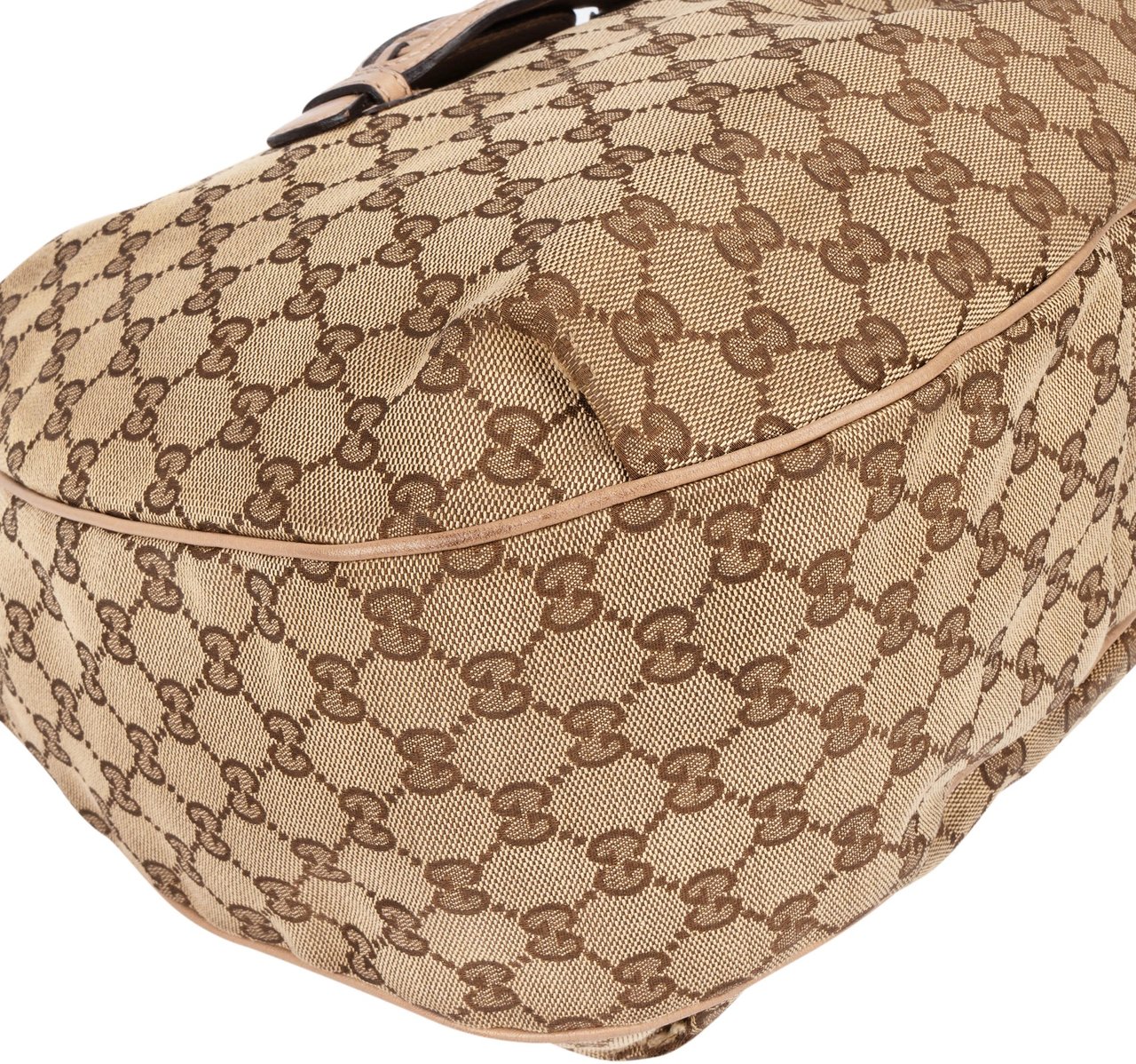 Gucci GG Monogram Horsebit Hobo Shoulder Bag Bruin