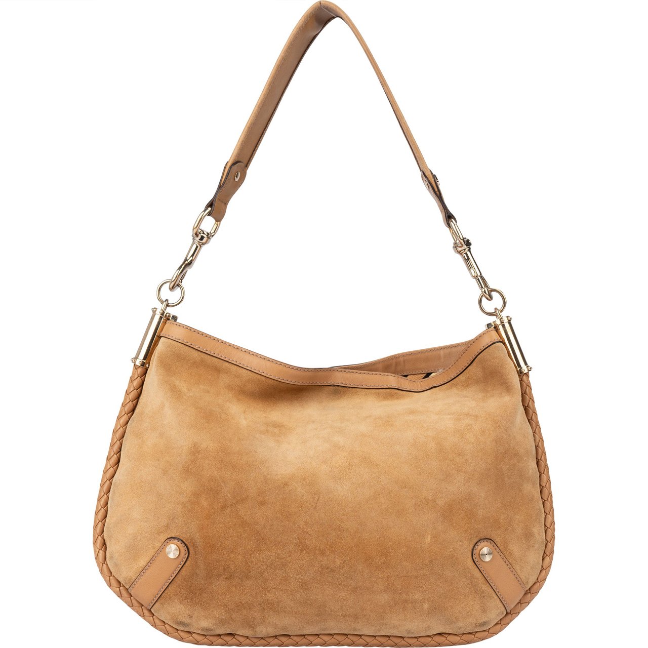 Gucci GG Suede Monogram Hobo Bag Bruin