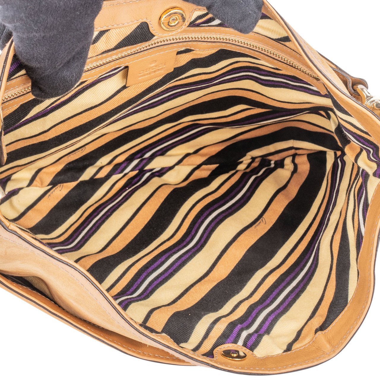 Gucci GG Suede Monogram Hobo Bag Bruin