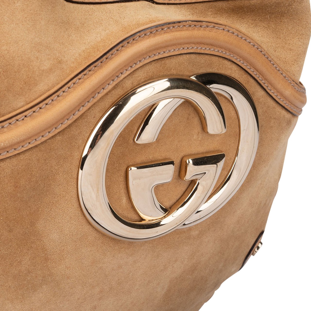 Gucci GG Suede Monogram Hobo Bag Bruin