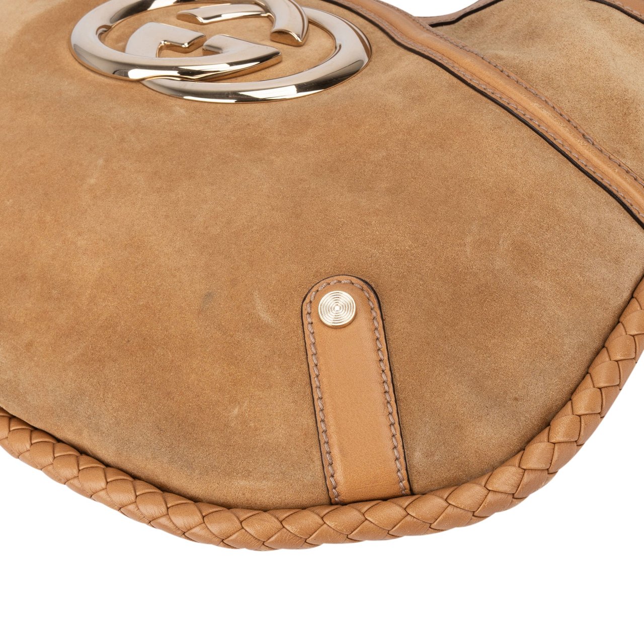 Gucci GG Suede Monogram Hobo Bag Bruin