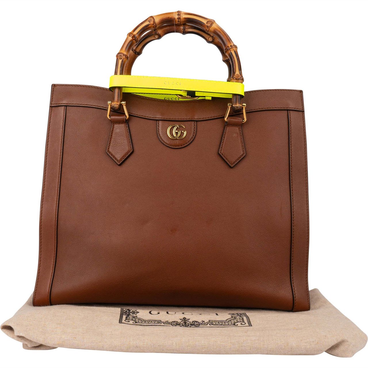 Gucci Gucci Classic Brown Leather Bamboo Handbag Divers