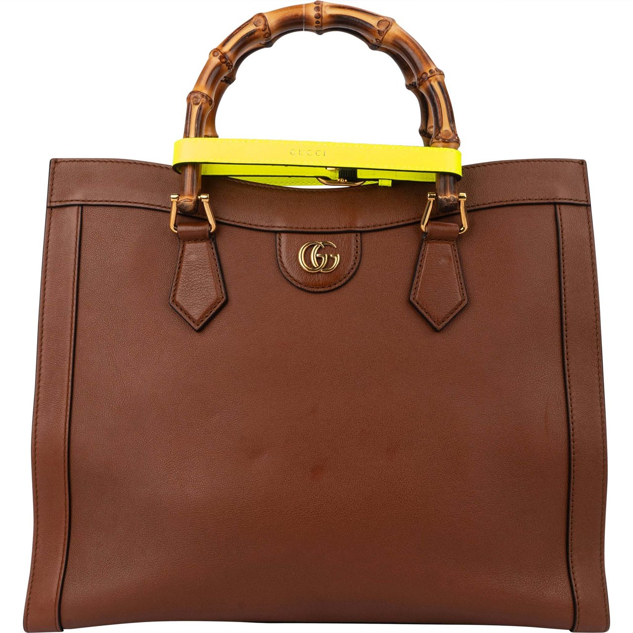 Gucci Gucci Classic Brown Leather Bamboo Handbag Divers