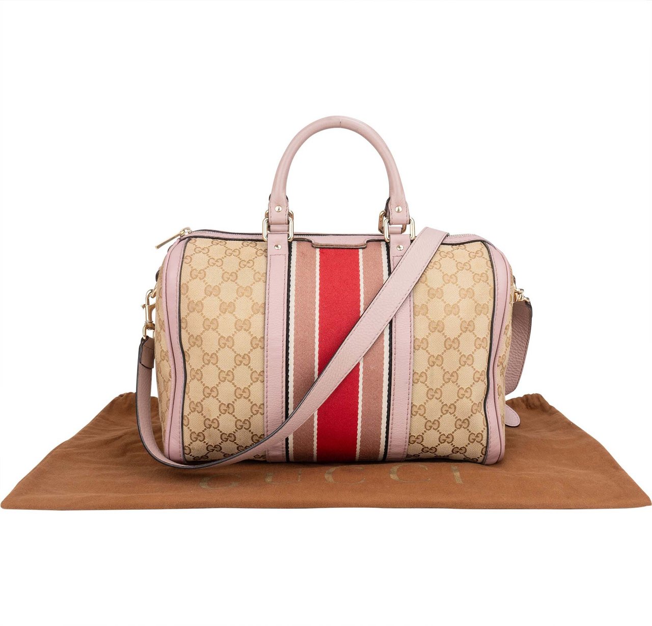 Gucci Gucci GG Monogram Stripe Boston Handbag Divers