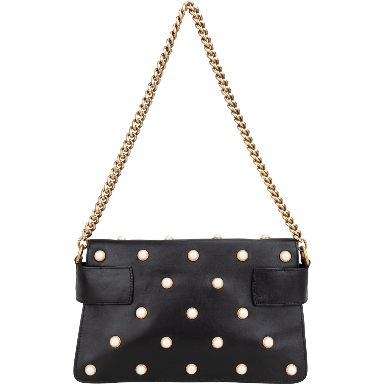 Gucci Gucci Black Leather Queen Margaret Bee Shoulder Bag Zwart