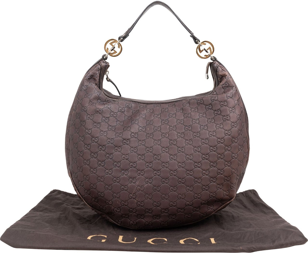Gucci Guccissima Leather Britt Hobo Shoulder Bag Bruin