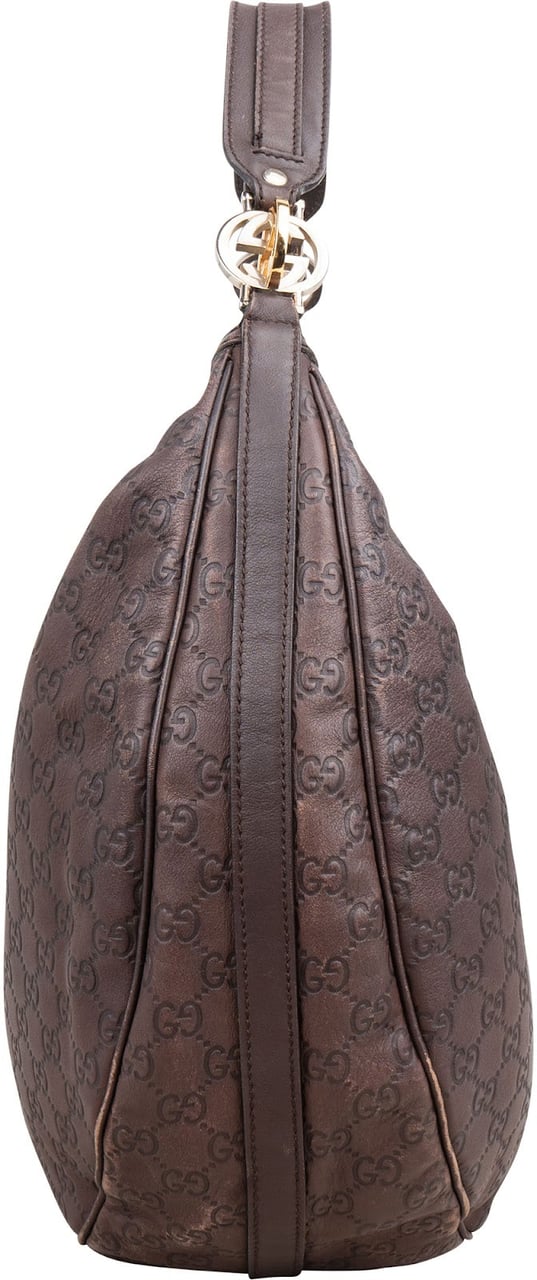 Gucci Guccissima Leather Britt Hobo Shoulder Bag Bruin
