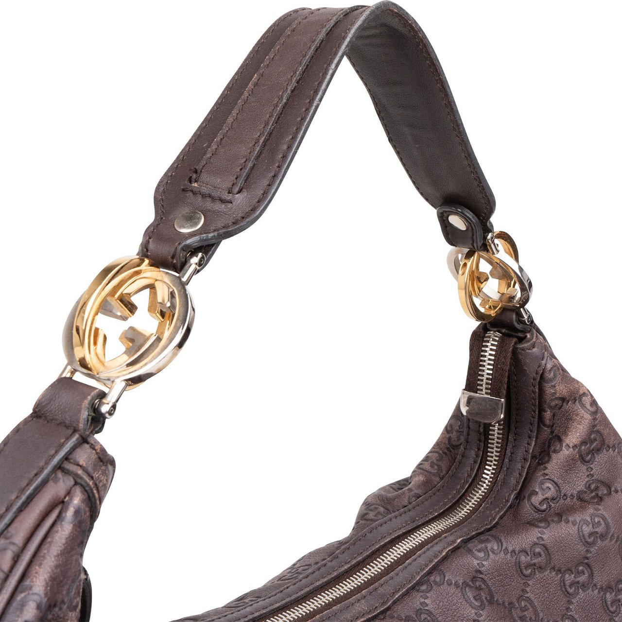 Gucci Guccissima Leather Britt Hobo Shoulder Bag Bruin