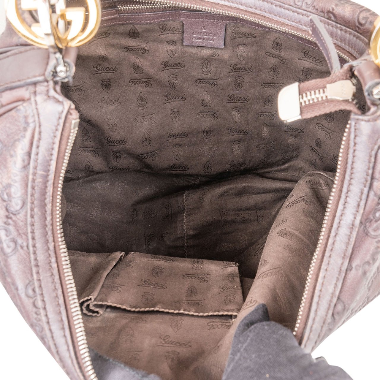 Gucci Guccissima Leather Britt Hobo Shoulder Bag Bruin