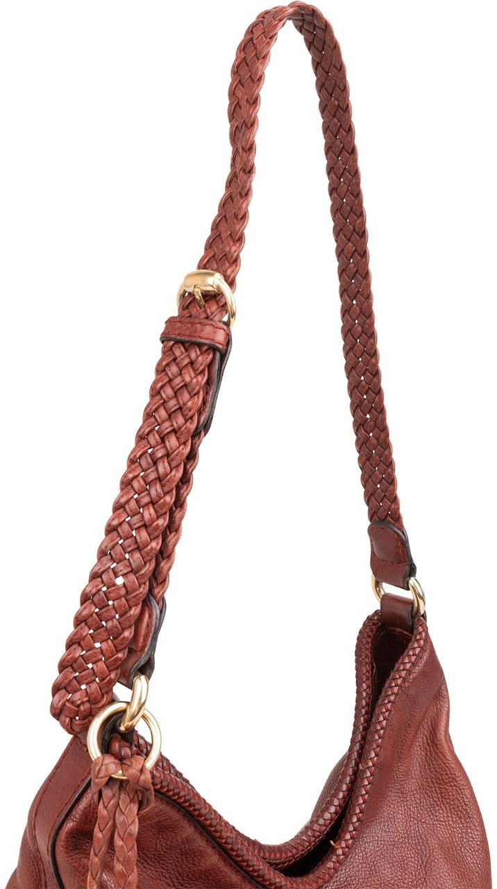 Gucci Gucci Leather Marrakech Braided Tassel Shoulder Bag Bruin