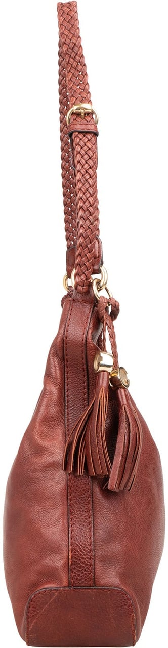Gucci Gucci Leather Marrakech Braided Tassel Shoulder Bag Bruin