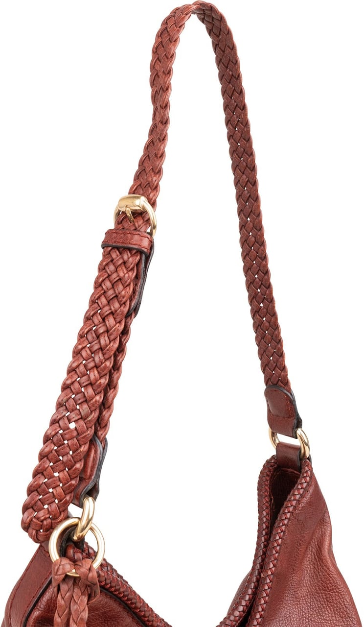 Gucci Gucci Leather Marrakech Braided Tassel Shoulder Bag Bruin
