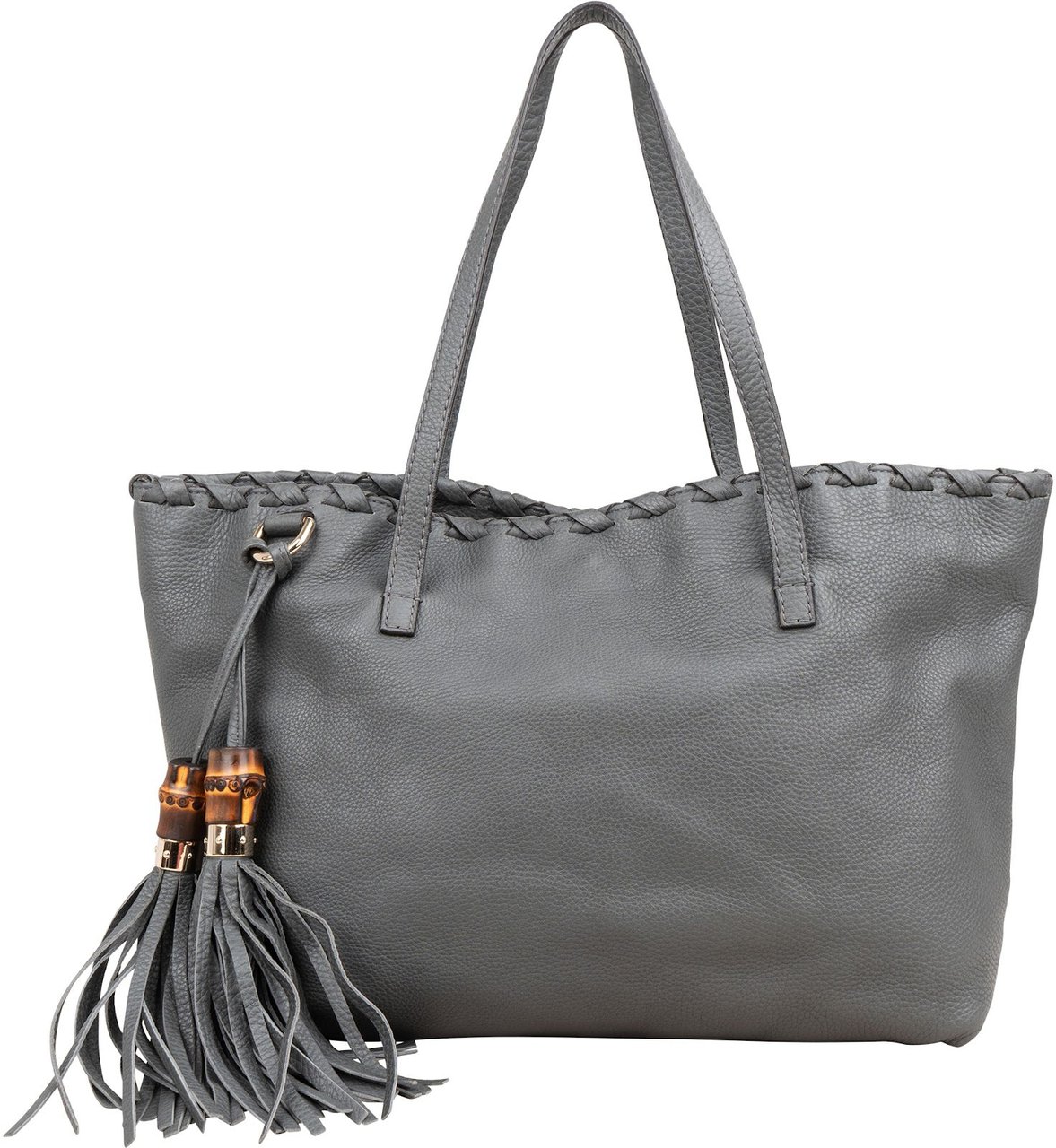 Gucci Leather Bamboo Tassel Tote Shoulder Bag Divers