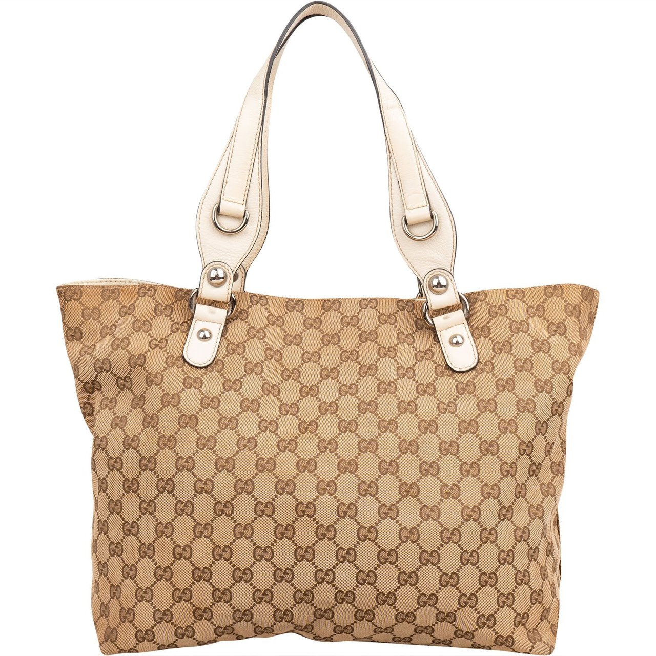 Gucci Monogram GG D-Ring Tote Shoulder Bag Beige