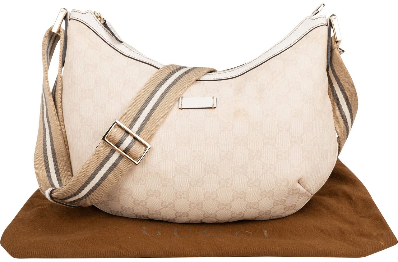 Gucci Monogram GG Stripe Crossbody Bag Beige