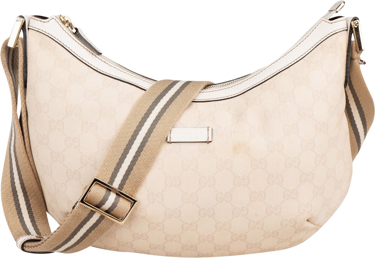 Gucci Monogram GG Stripe Crossbody Bag Beige