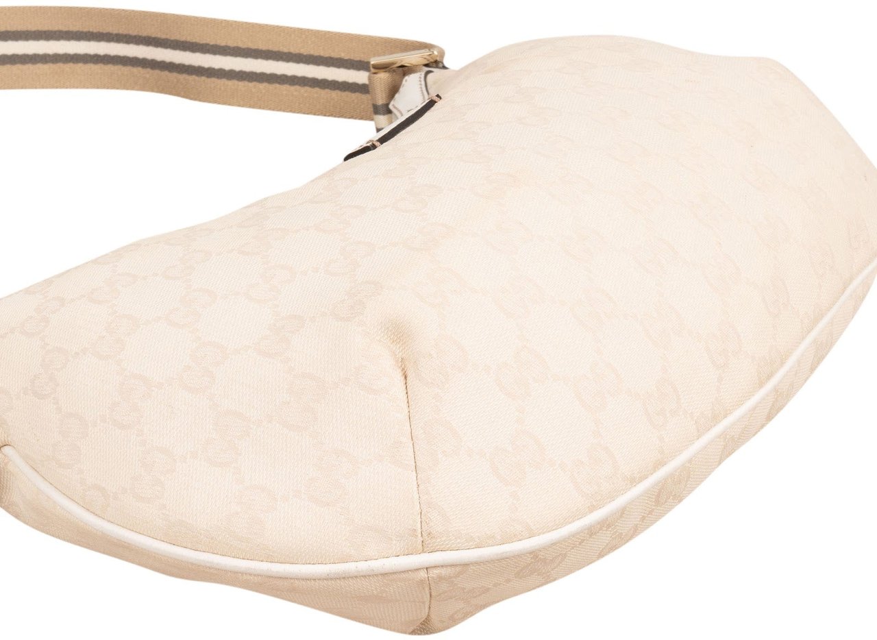 Gucci Monogram GG Stripe Crossbody Bag Beige