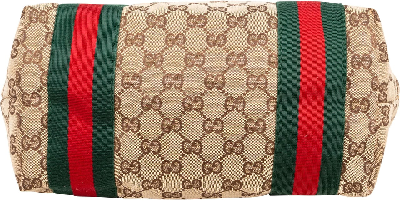 Gucci Monogram GG Canvas Patent Leather Shoulder Bag Beige