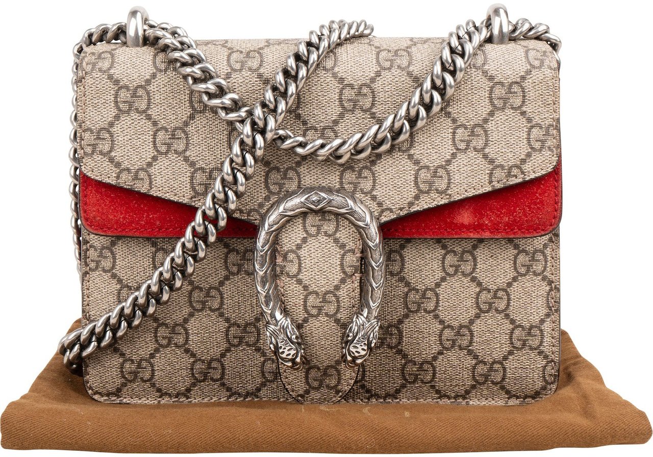 Gucci Monogram GG Supreme Dionysus Shoulder Crossbody Bag Beige
