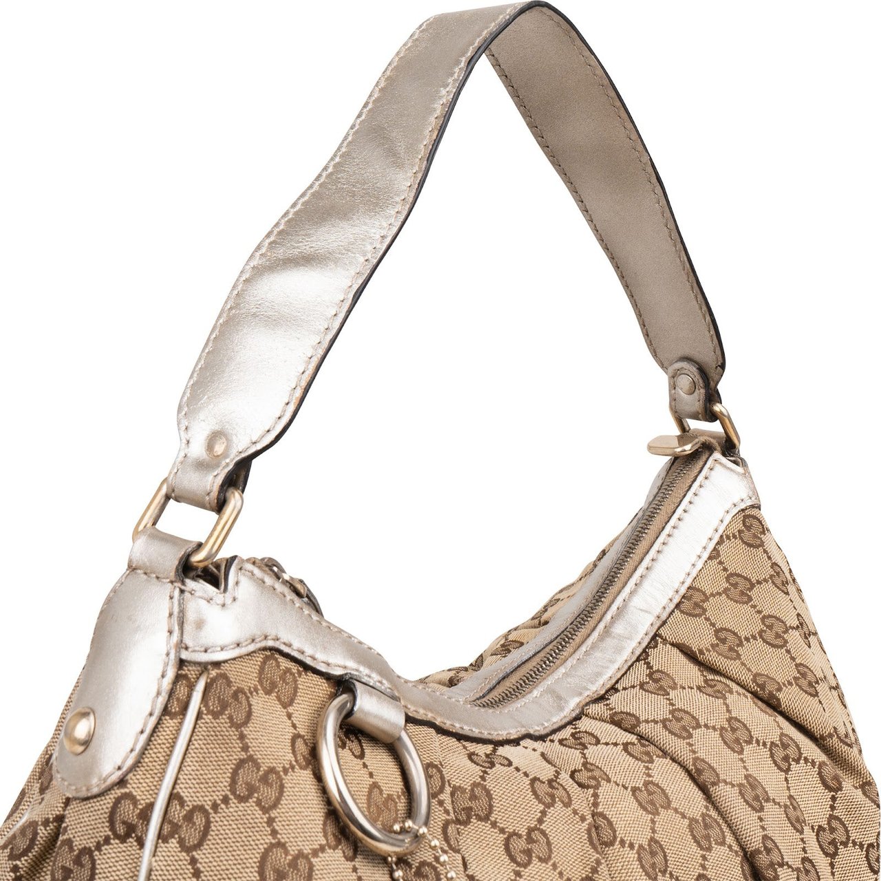 Gucci Monogram GG Canvas Sukey Hobo Shoulder Bag Beige