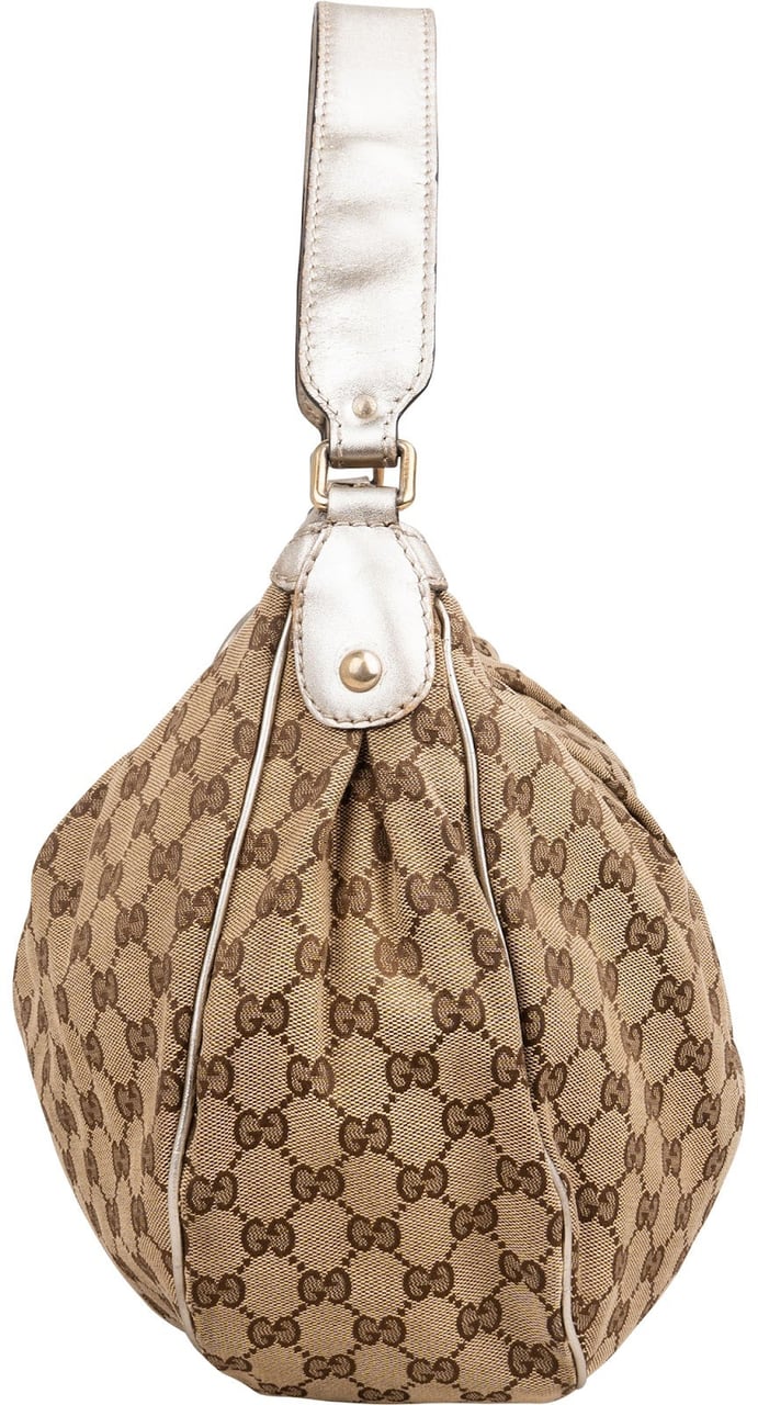 Gucci Monogram GG Canvas Sukey Hobo Shoulder Bag Beige
