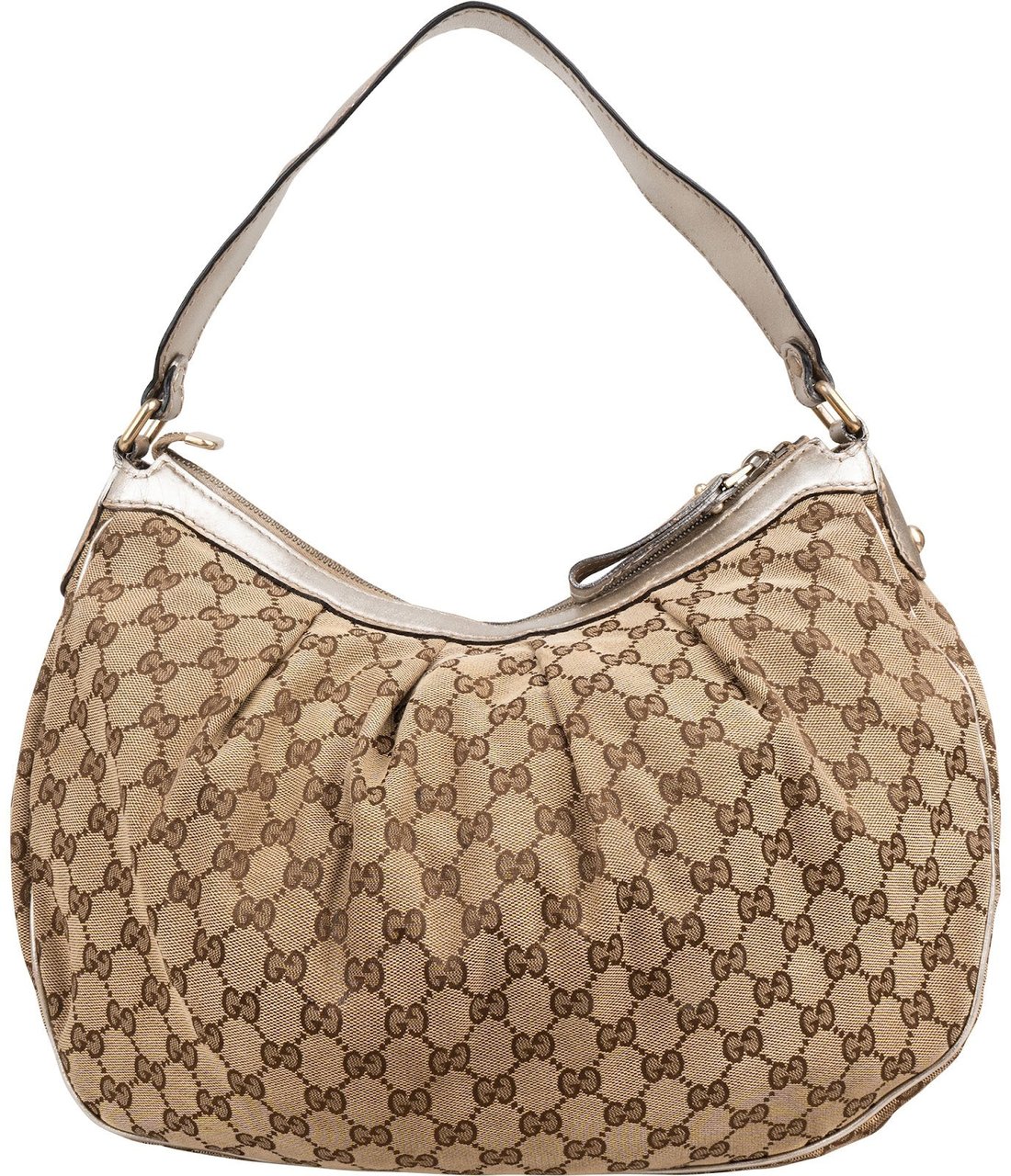 Gucci Monogram GG Canvas Sukey Hobo Shoulder Bag Beige