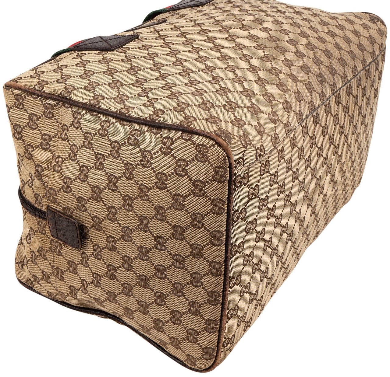 Gucci Monogram GG Canvas Web Boston Handbag Beige
