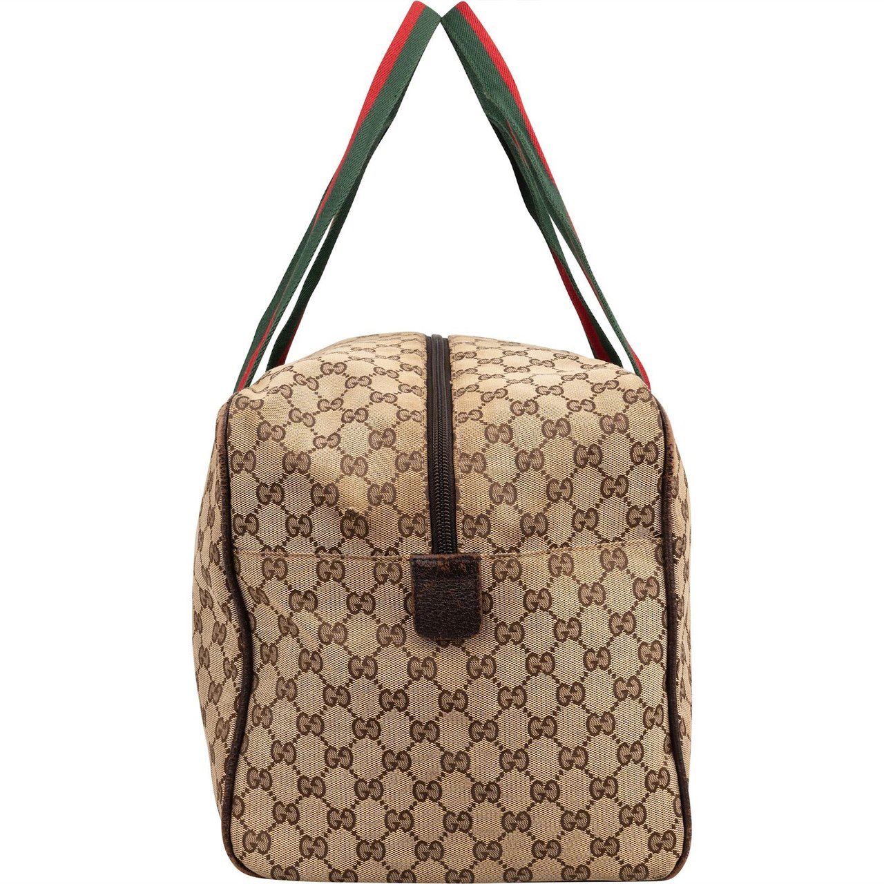 Gucci Monogram GG Canvas Web Boston Handbag Beige