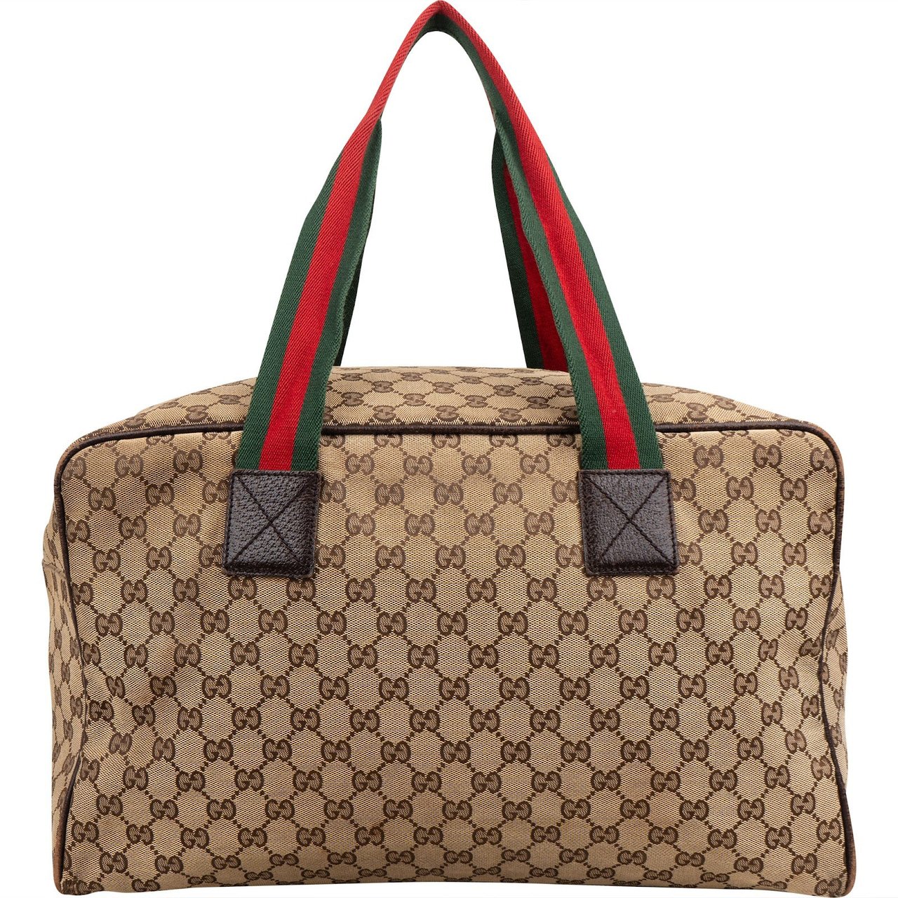 Gucci Monogram GG Canvas Web Boston Handbag Beige