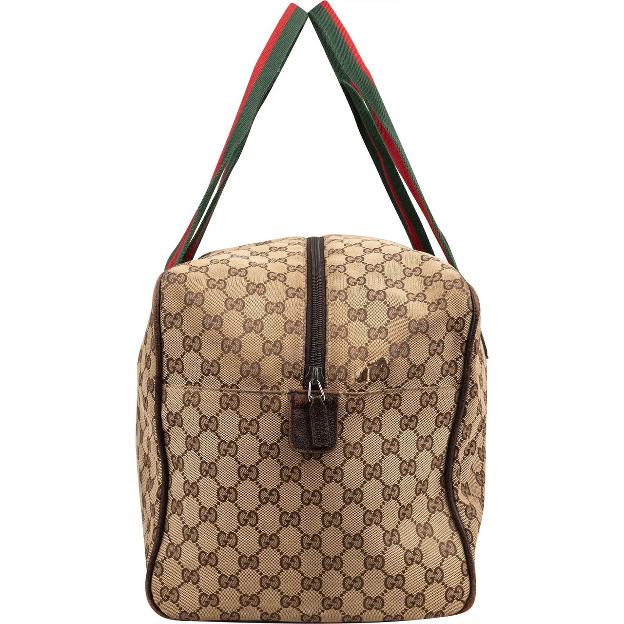 Gucci Monogram GG Canvas Web Boston Handbag Beige