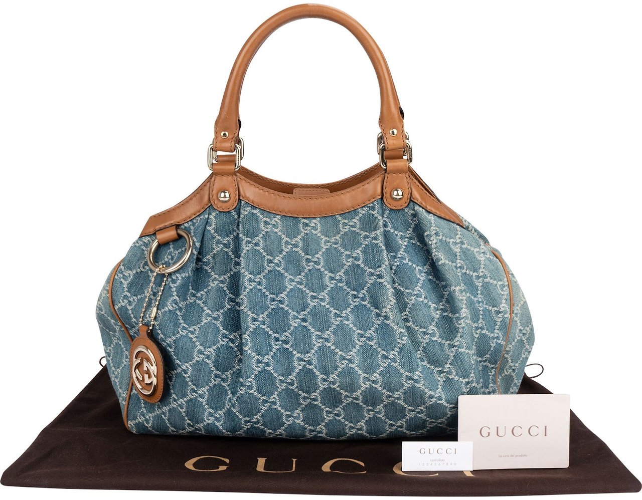 Gucci Gucci Monogram GG Denim Sukey Handbag Blauw
