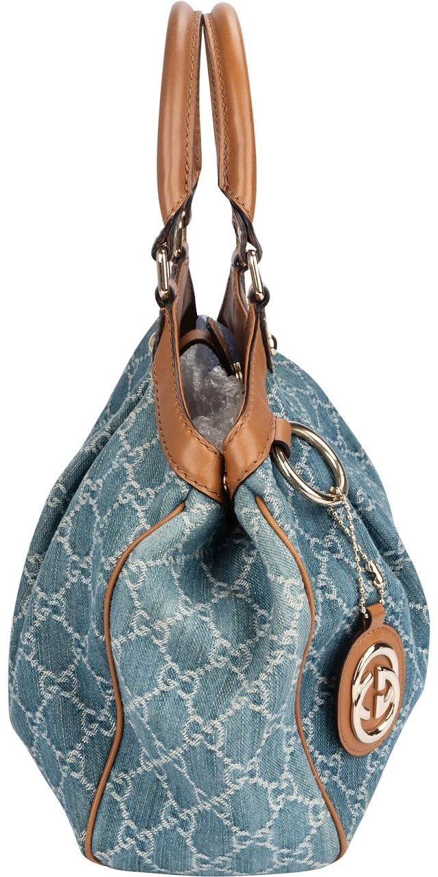 Gucci Gucci Monogram GG Denim Sukey Handbag Blauw