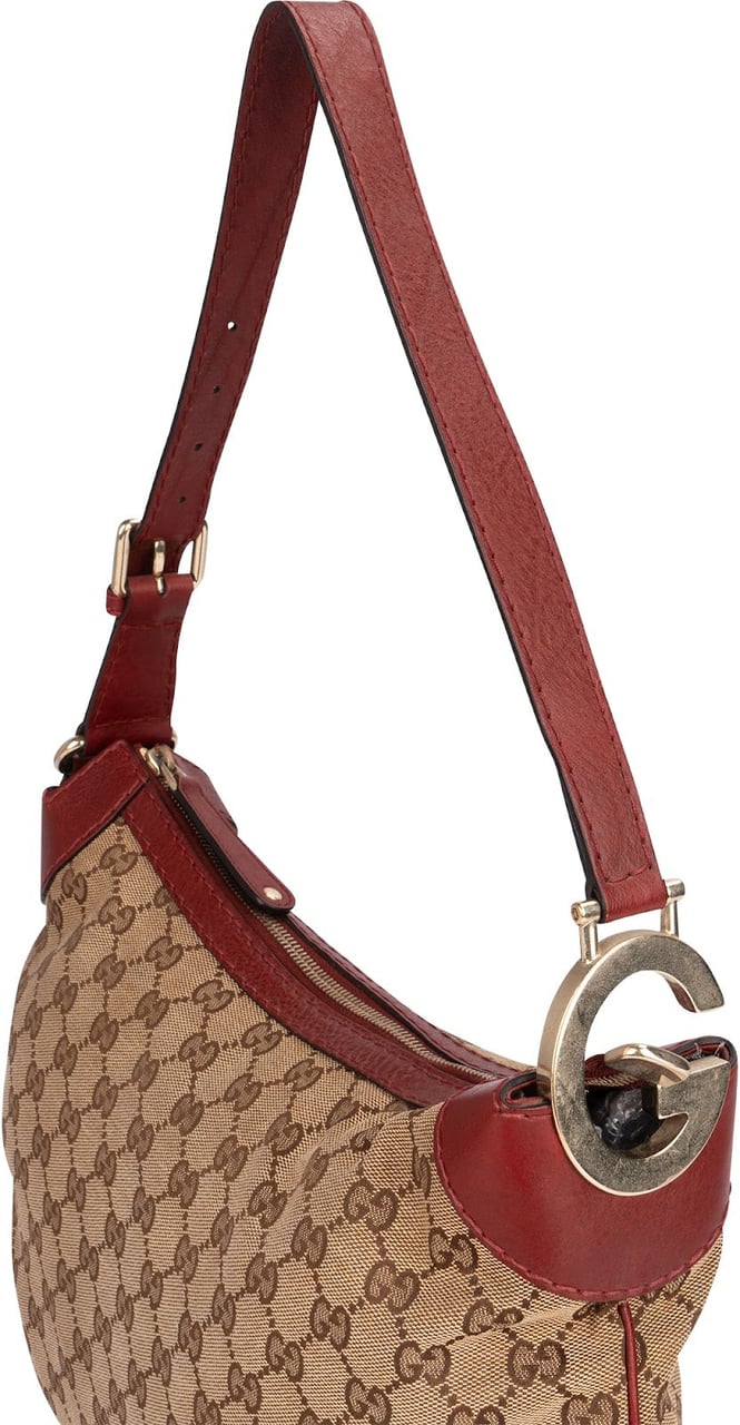 Gucci Gucci Monogram GG Canvas Hobo Shoulder Bag Beige
