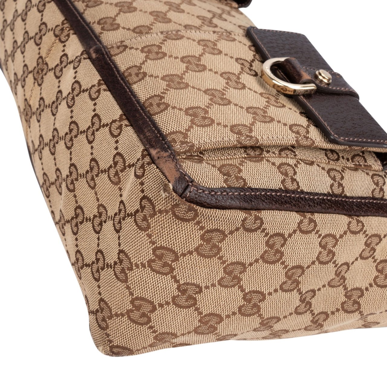 Gucci Monogram GG Canvas Abbey D-Ring Shoulder Bag Bruin