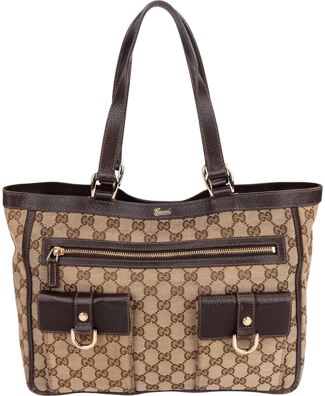 Gucci Monogram GG Canvas Abbey D-Ring Shoulder Bag Bruin