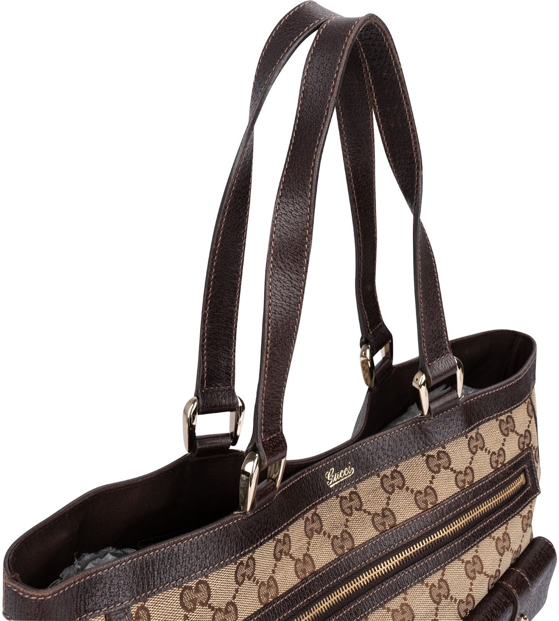 Gucci Monogram GG Canvas Abbey D-Ring Shoulder Bag Bruin