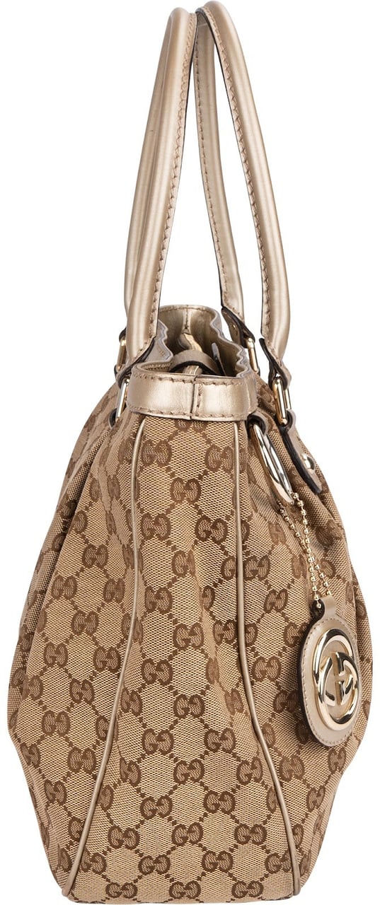 Gucci Gucci Monogram GG Canvas Sukey Handbag Beige