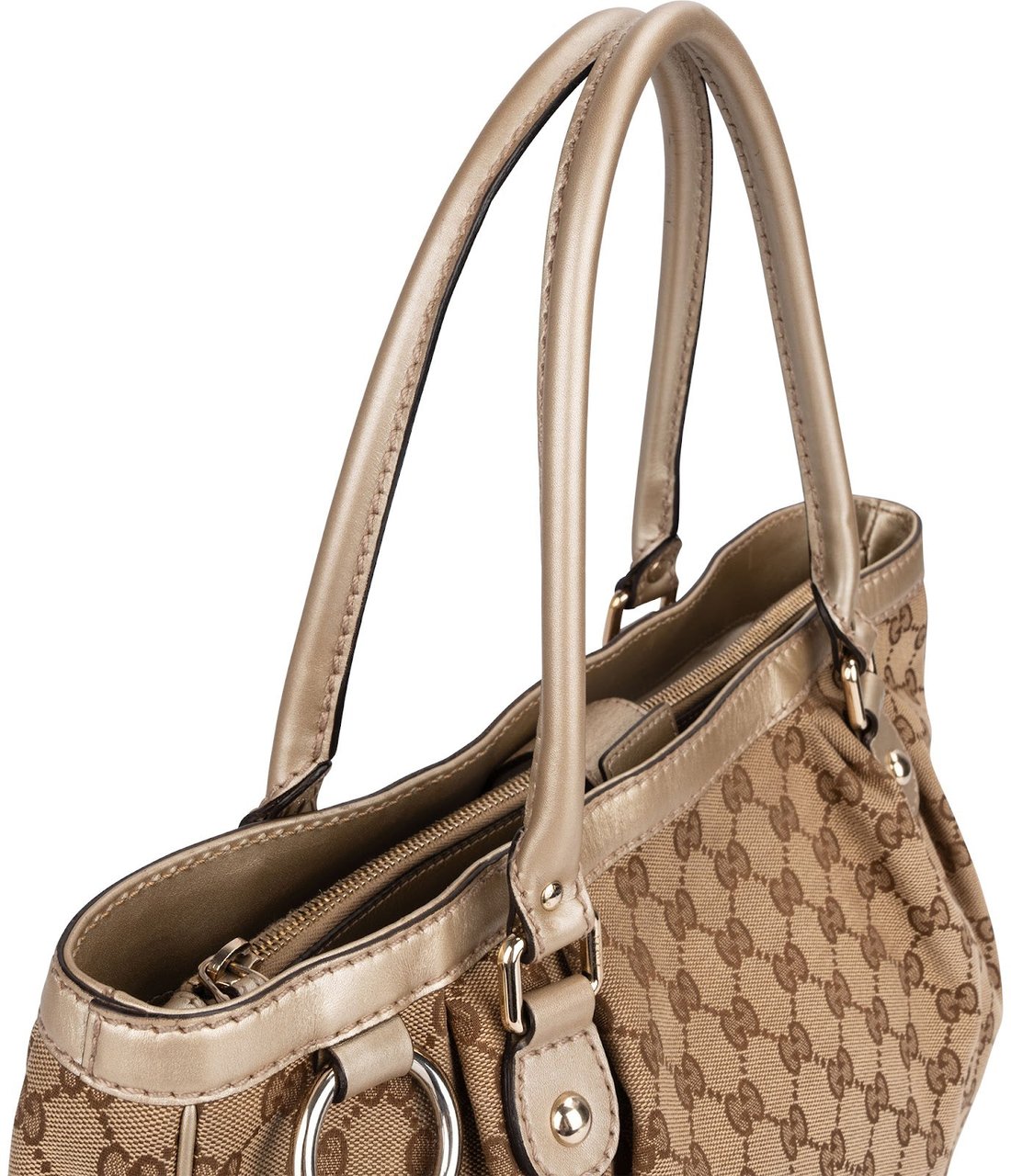 Gucci Gucci Monogram GG Canvas Sukey Handbag Beige