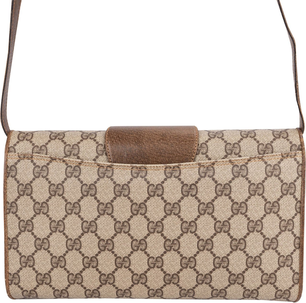Gucci Gucci Monogram GG Supreme Canvas Vintage Flap Crossbody Bag Beige
