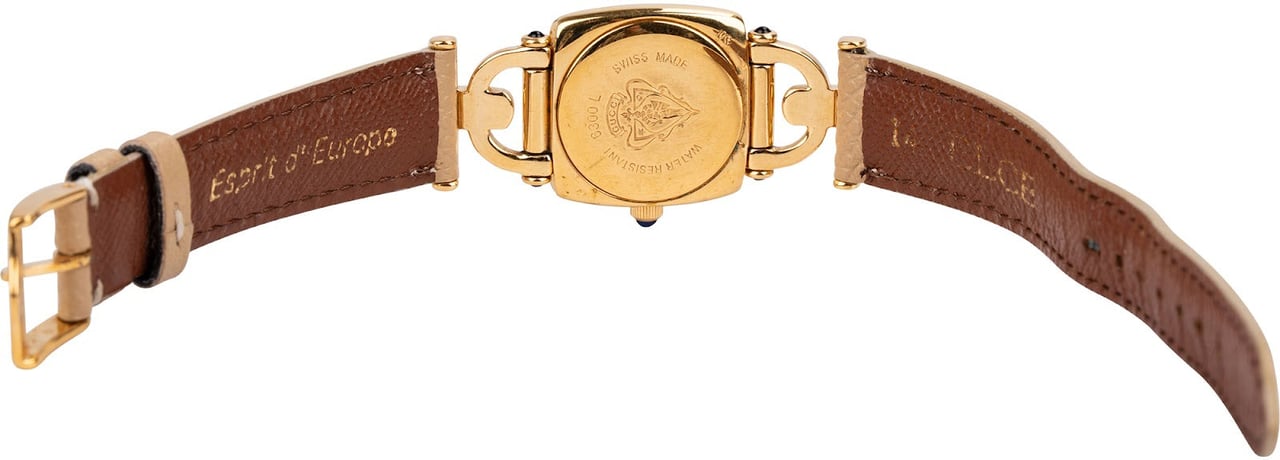 Gucci Gold Tone Leather 6300L Women Watch Divers