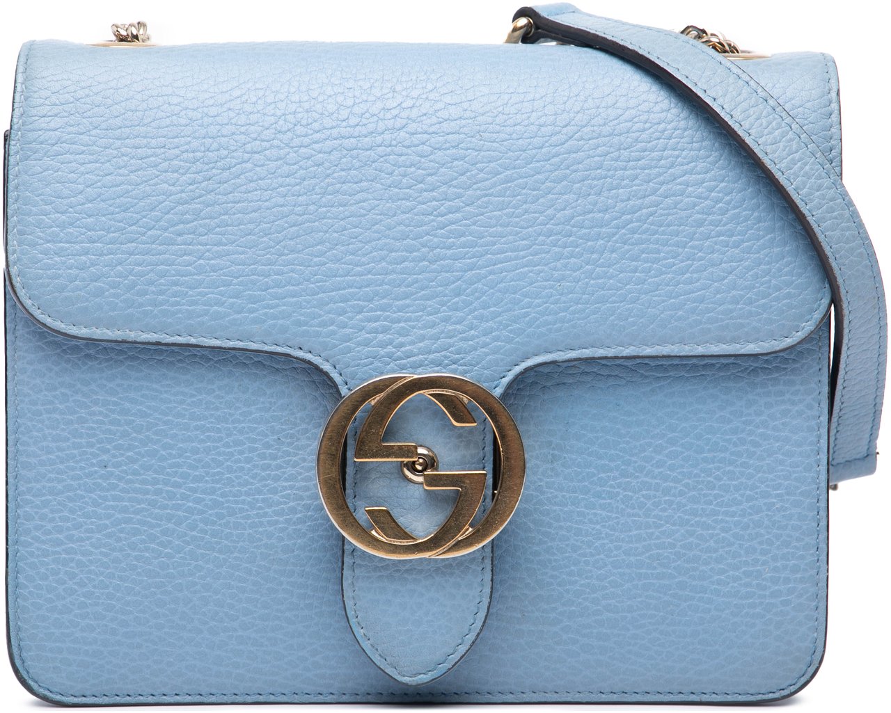Gucci Small Dollar Calfskin Interlocking G Crossbody Blauw