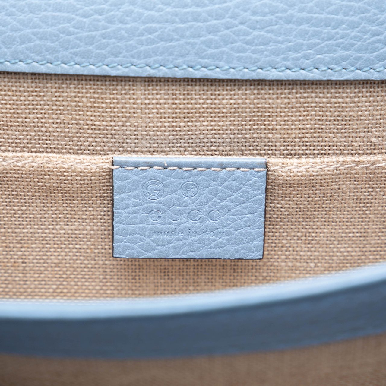Gucci Small Dollar Calfskin Interlocking G Crossbody Blauw