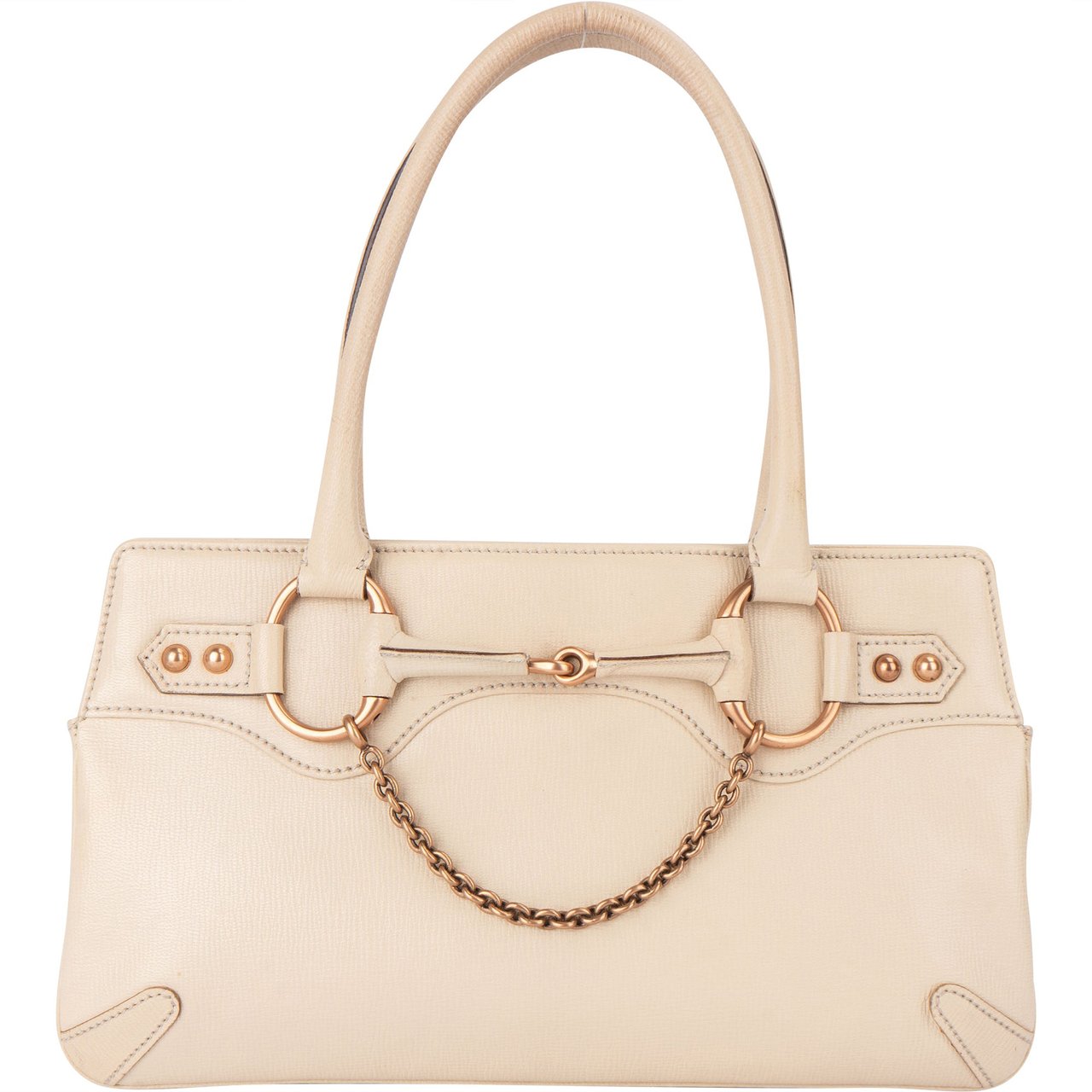 Gucci Gucci Leather Horsebit Handbag Wit