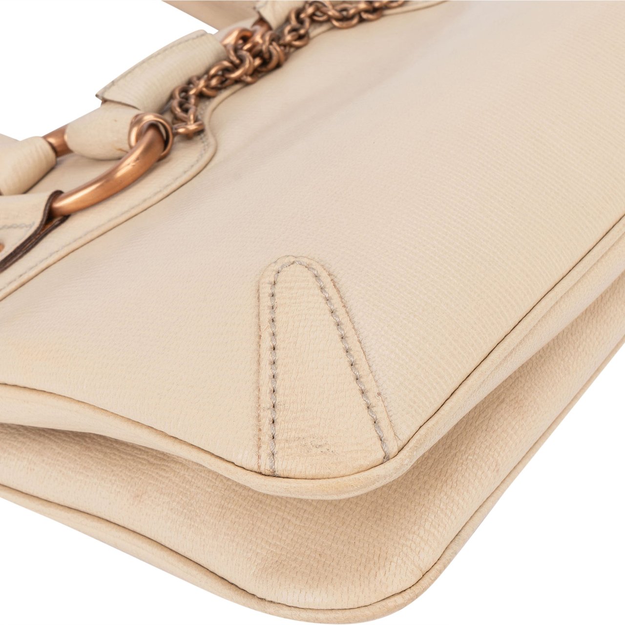 Gucci Gucci Leather Horsebit Handbag Wit