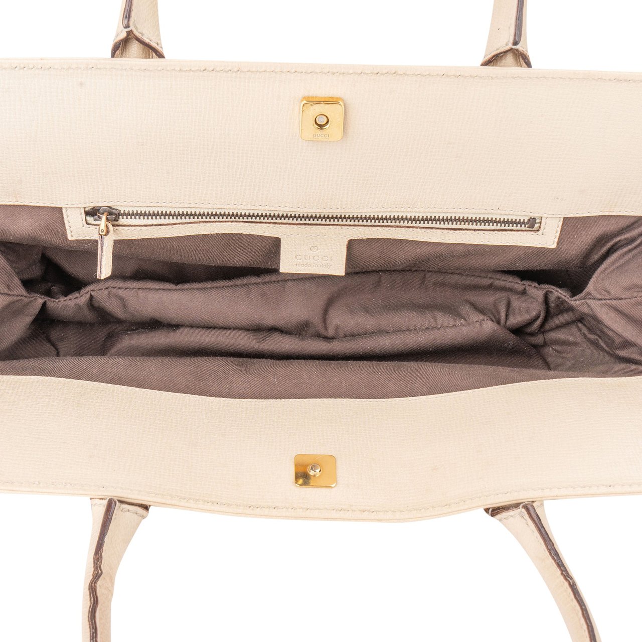 Gucci Gucci Leather Horsebit Handbag Wit