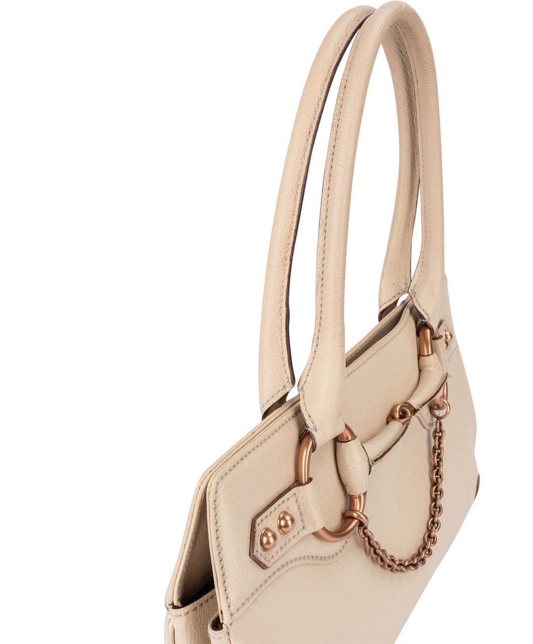 Gucci Gucci Leather Horsebit Handbag Wit